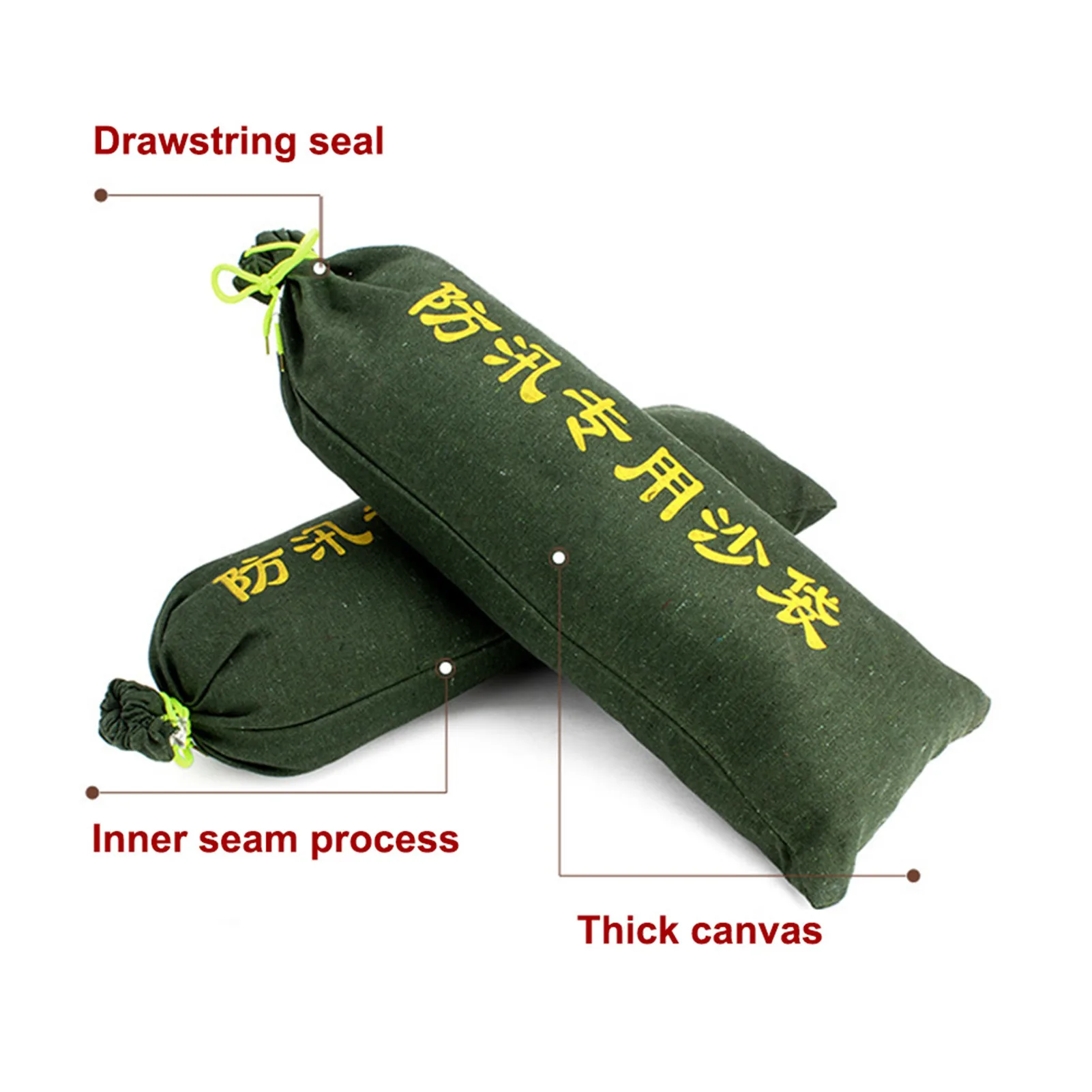 Sandbags Waterproof Sandless Sand Bags For Flooding Control Thickened Canvas Sandbag With Strong Drawstring Closure Ties