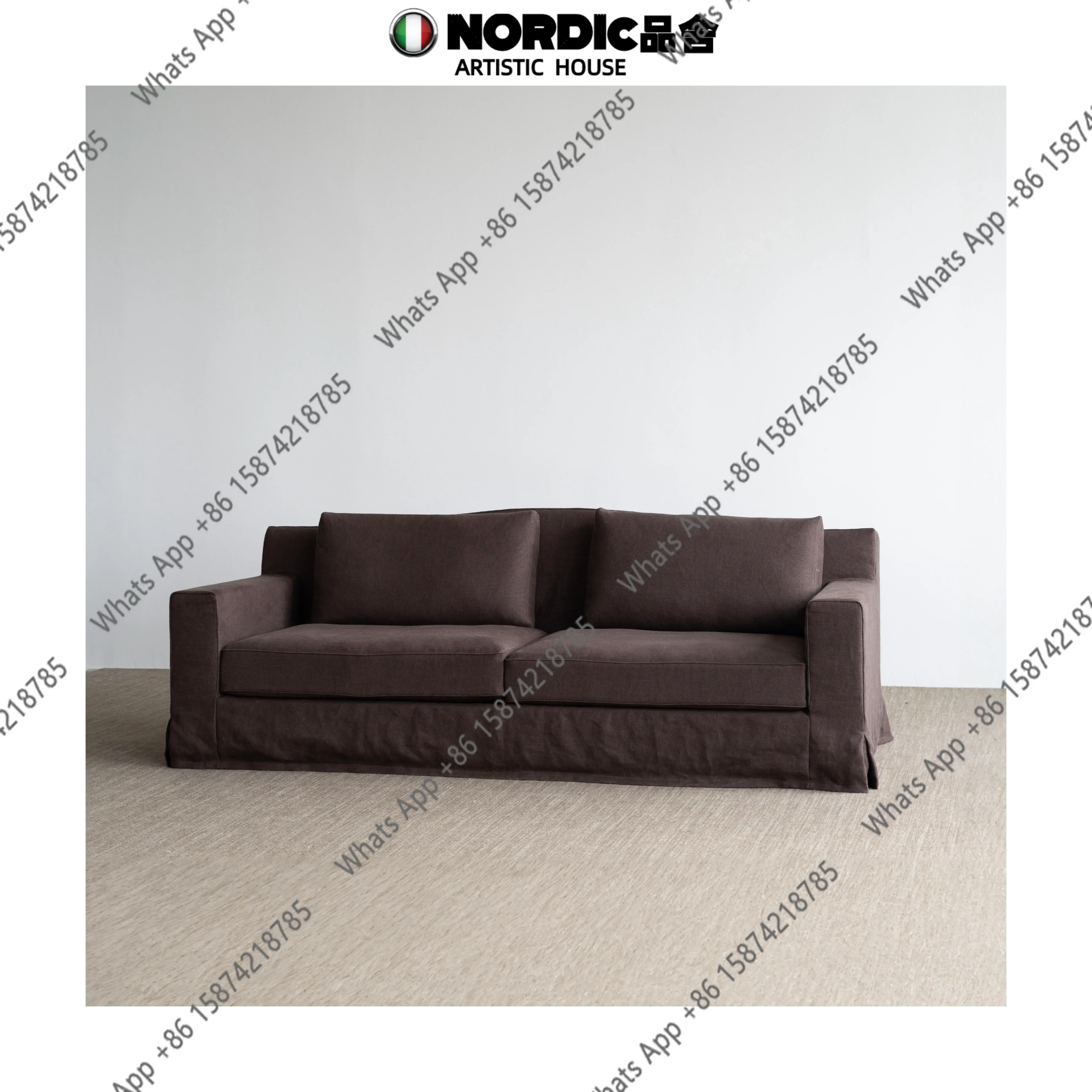 

Дизайнерский льняной диван в средневековом стиле, прямой, из ткани, для лобби, в американском кантри-стиле, легкая роскошь