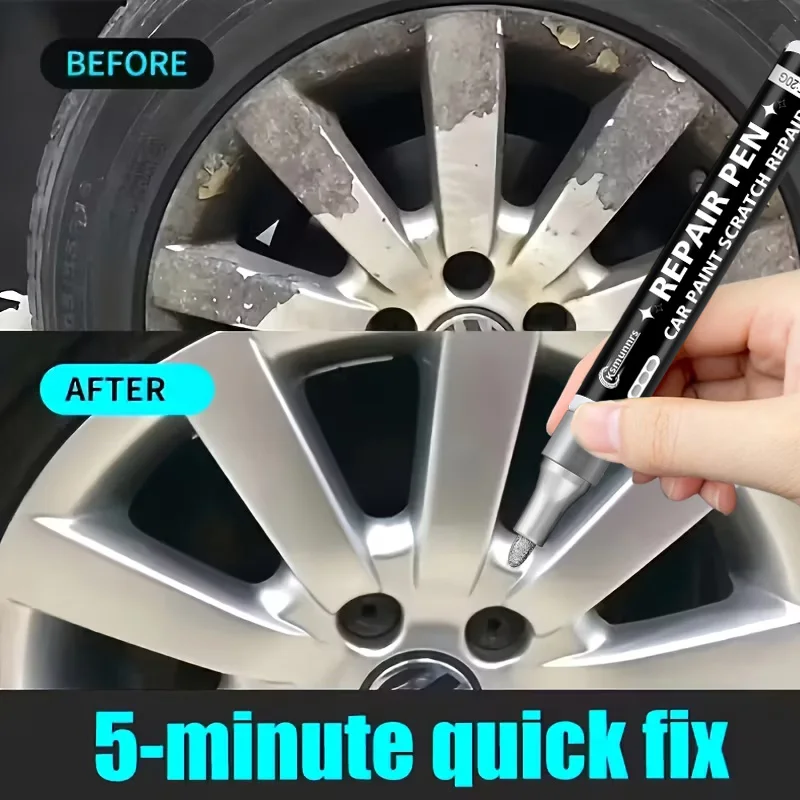 Metal Touch-up Paint-Multifunctional Silver Touch-up Paint-Scratch Repair Pen, Suitable for Faucet, Wheel Hub, Chrome Plating, C