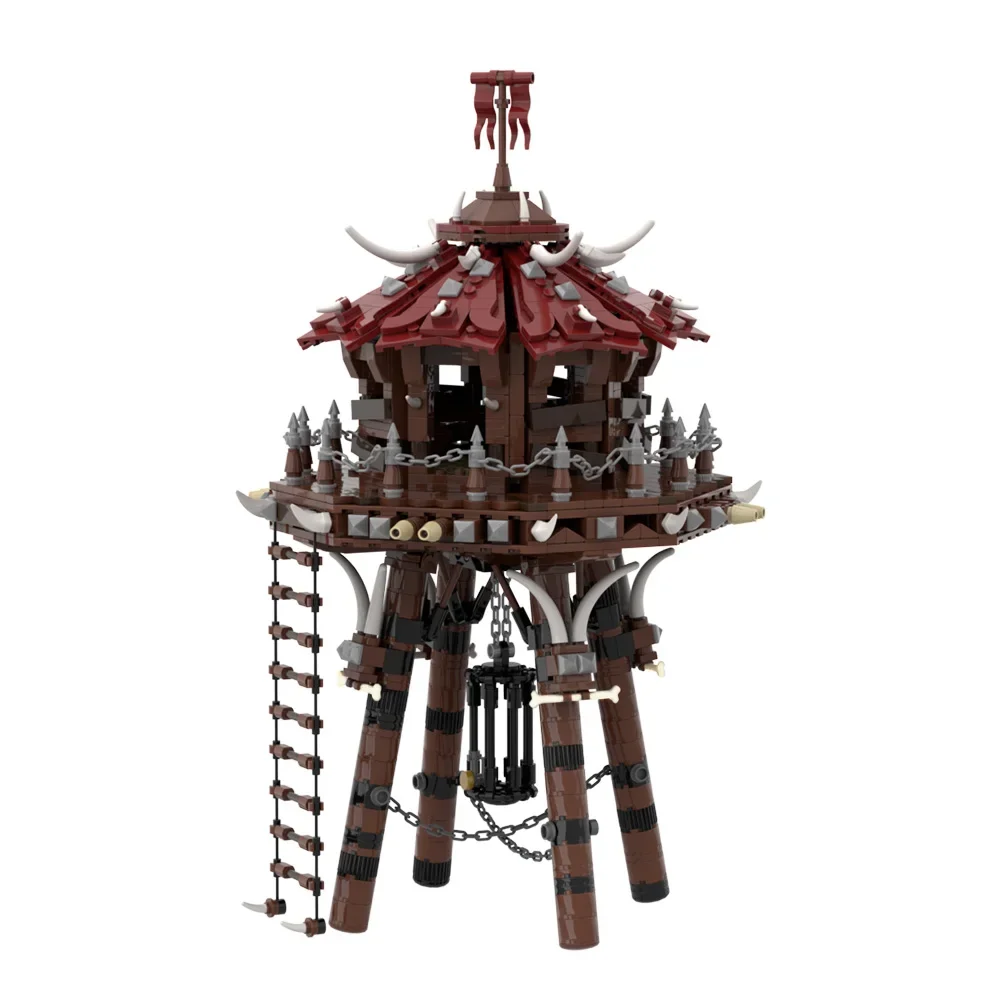 MOC Game Scene Orc Archery Tower Warcrafteds Model Building Blocks Classic Monster Archery Tower Assembling Bricks Toy Kids Gift