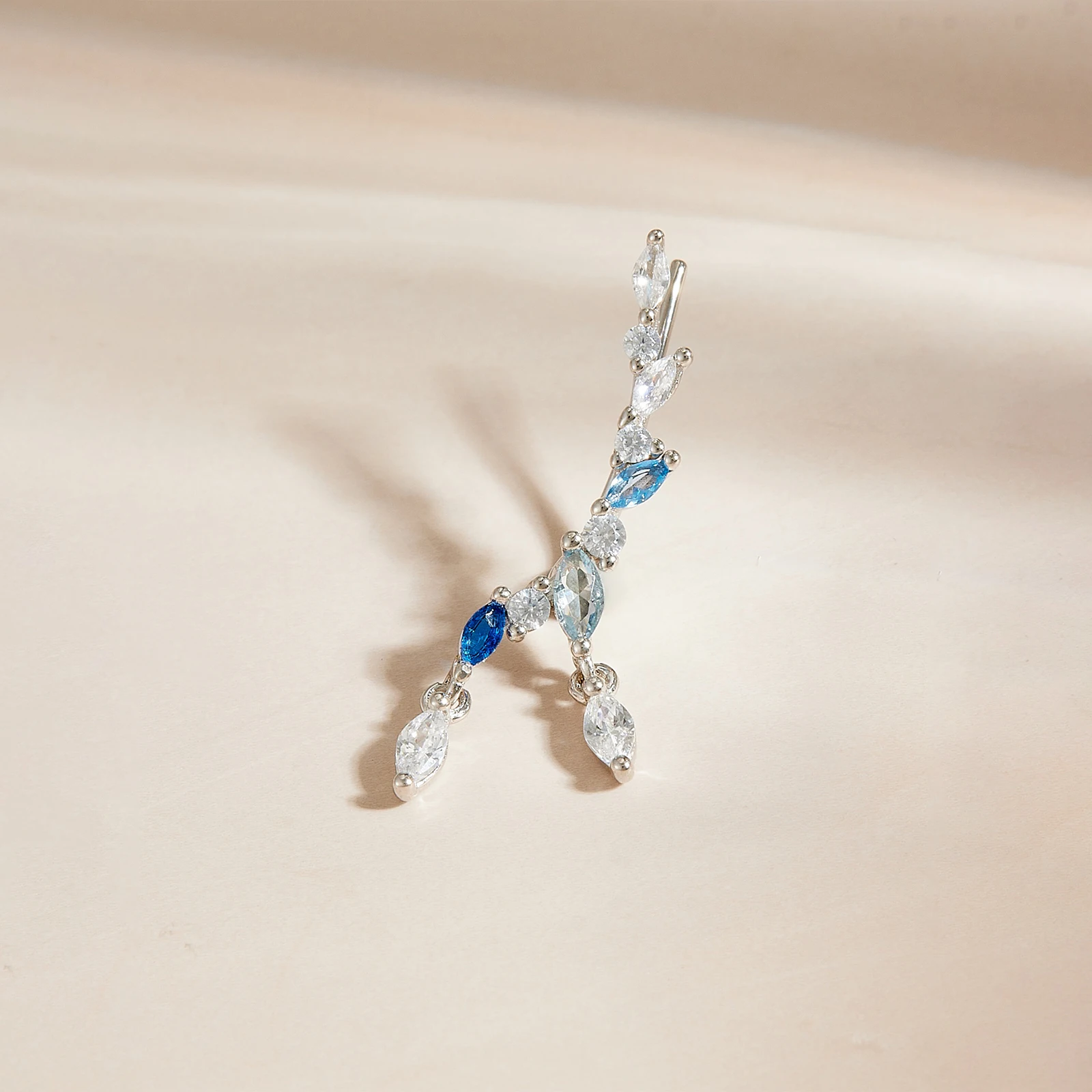 VEWANT Women 925 Sterling Silver Marquise Blue Zircon CZ Ear Climber Stud Earrings 2026 Luxury Dainty Wedding Jewelry Gift