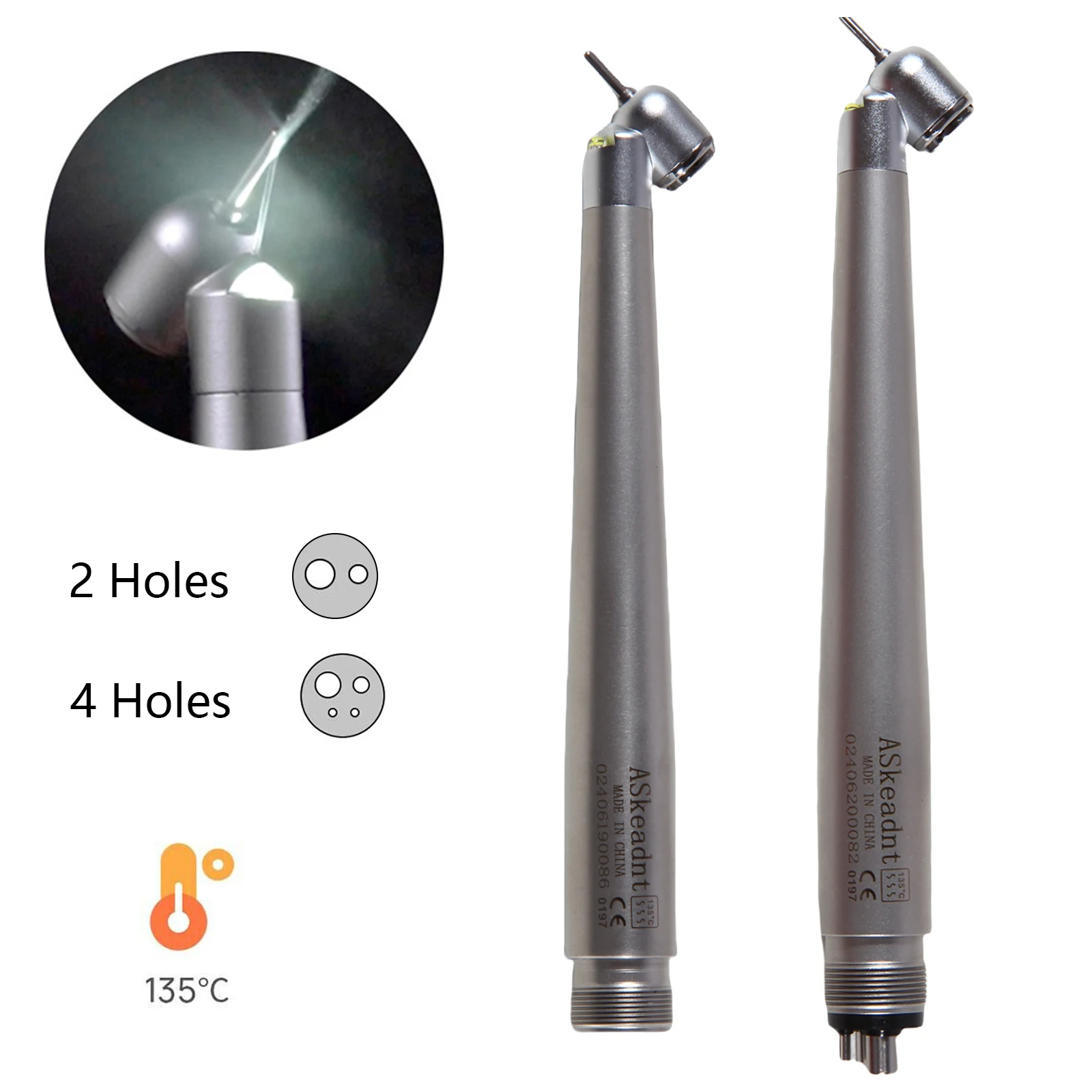 

Dental Surgical 45° Degree LED Fiber Optic High Speed Handpiece Push Button Turbine E-generator 2/4Holes Fit NSK