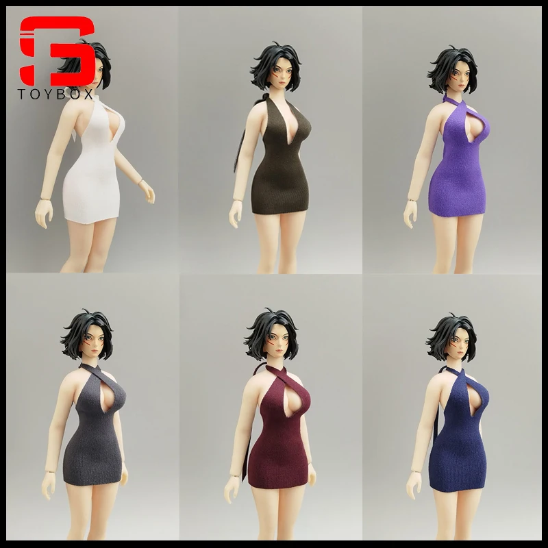 1/12 escala cinta peito aberto saia curta roupas modelo caber 6 ''feminino soldado figura de ação corpo bonecas