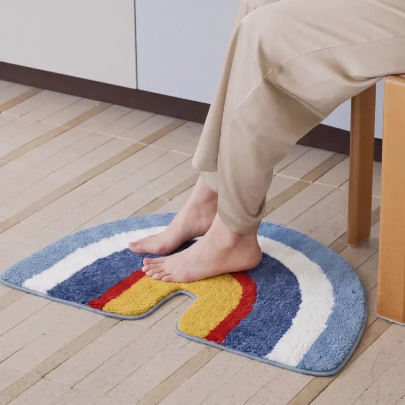 40x60cm Thick Absorbent Anti Slip Bath Mat Rainbow Rug Bathroom Bedroom Floor Foot Pad Soft Plush Washable Door Carpet