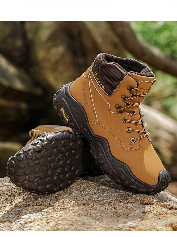 Outdoor-Wanderstiefel mit dicken, rutschfesten Sohlen, atmungsaktivem Mesh-Obermaterial, geeignet für Bergsteigen, Camping, Kiespfade und vollständig anpassbar für tägliche Outdoor-Wanderungen, mit Anti-Rutsch- und Stoßdämpfungseigenschaften – Detail 4
