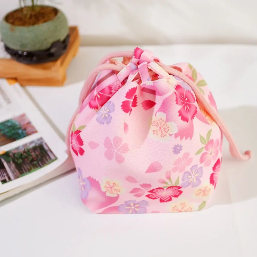 Canvas Bag Printing Drawstring Bag Japanese Style Small Pouch Japanese Kimono Handbag Jewelry Packaging Bag Festive Sugar Bag