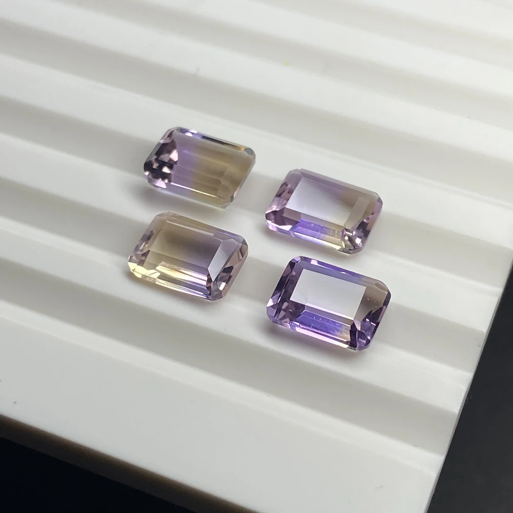 

Восьмиугольная огранка смешанных цветов Аметрин желтый фиолетовый натуральный материал драгоценный камень