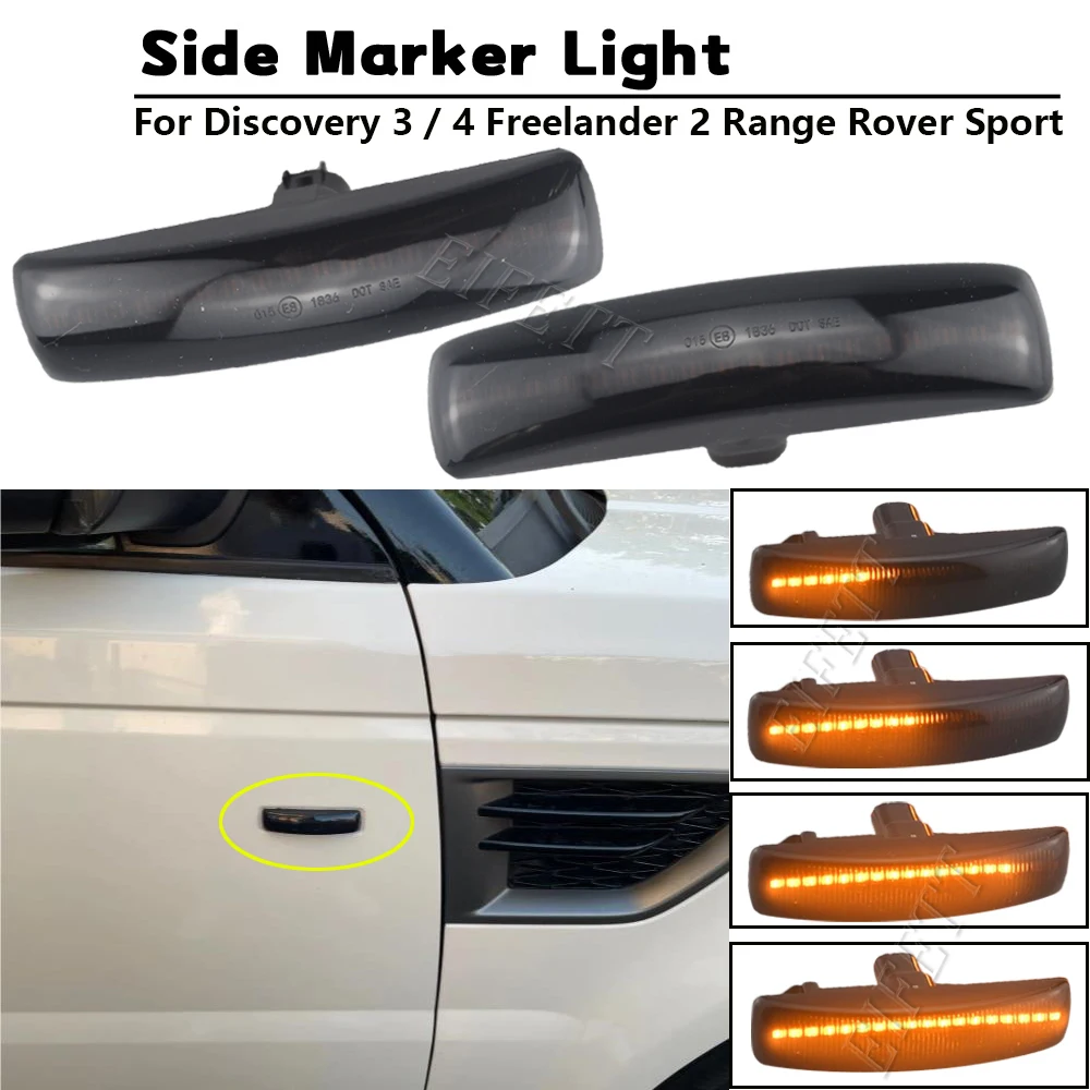 

2PCS LED Dynamic Sequential Turn Signal Lights Side Marker Lamp For Land Rover Range Rover Sport 2006-2013 Freelander 2008-2009