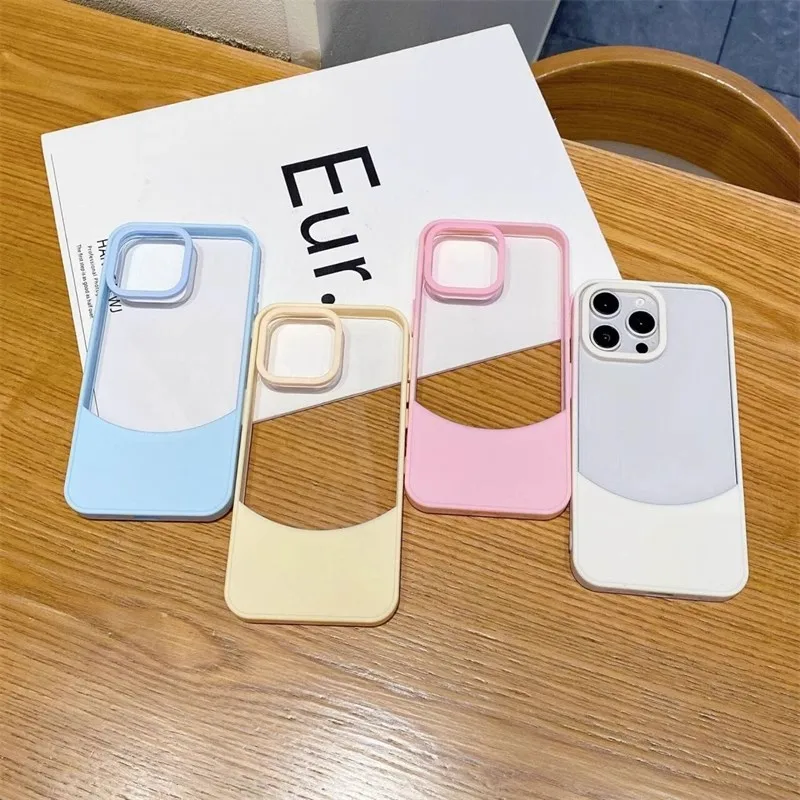 حافظة هاتف شفافة بإطار من السيليكون الناعم بلون الحلوى لهاتف آيفون 16 15 14 13 12 11 Pro Max Plus غلاف مقاوم للصدمات