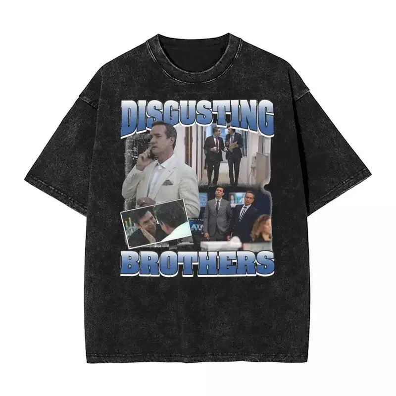 Disgusting brothers Kendall Roy t shirt hip hop washed Street T-shirt succession vintage men women streetwear summer tee shirt