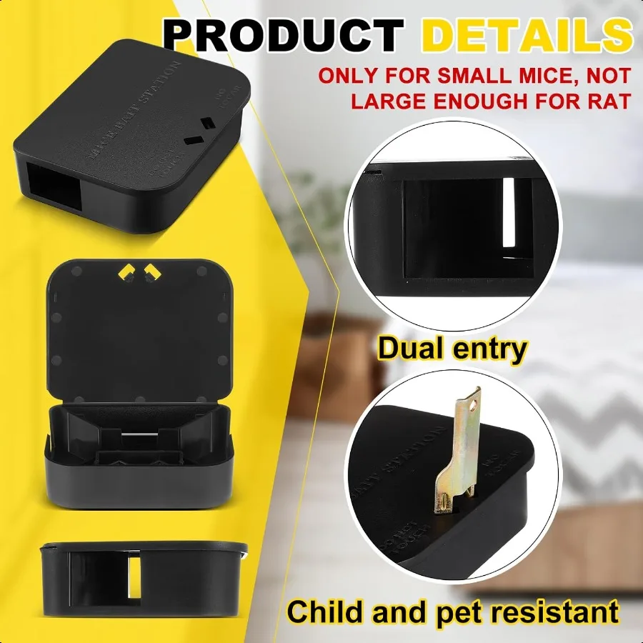 12 Pcs Mouse Bait Stations Mouse Stations with Keys Traps Keeps and Pets Indoor and Outdoor Only for Small Mice Bait Not Includ