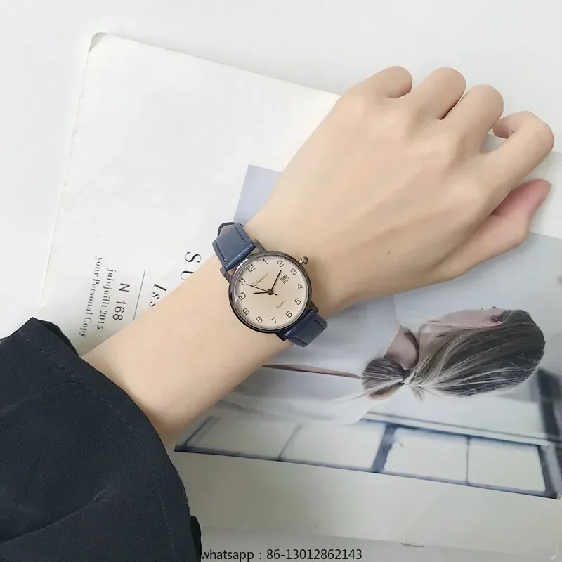 Simple temperament retro digital calendar belt quartz watch