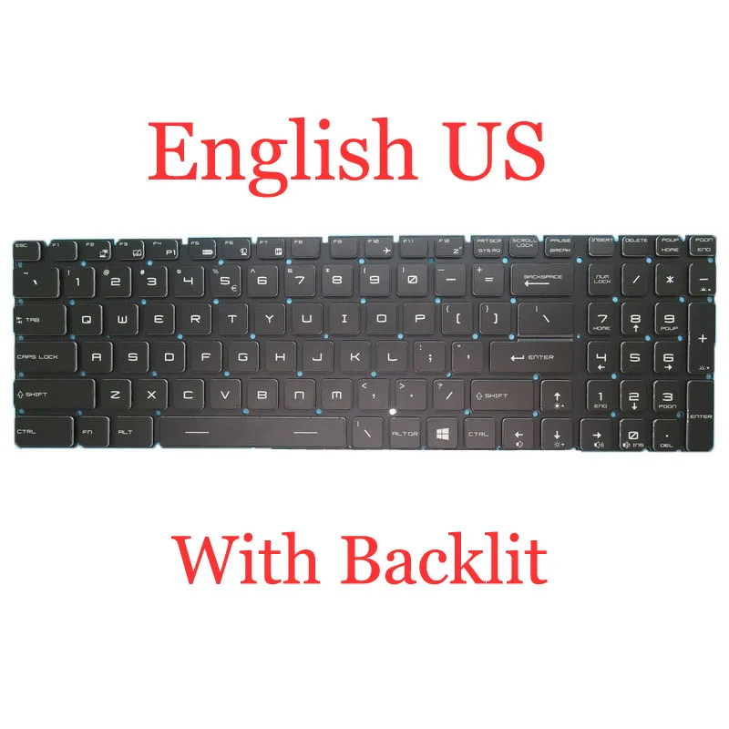 

Laptop Backlit Keyboard For MSI GF75 Thin 10SCSK 10SCSR 10SCSXK 10SCSXR 10SCXK 10SCXR 10SDK 10SDR 10SEK 10SER 10UC 10UD 10UEK US