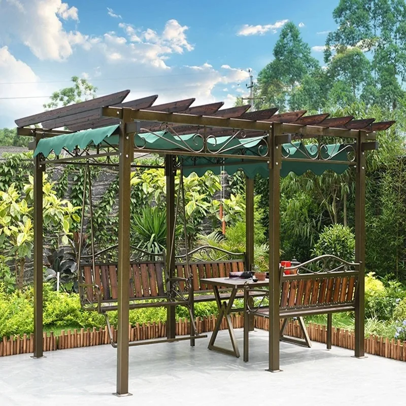 

Grape rack outdoor anticorrosive carbonized wood waterproof sunscreen courtyard agritainment terrace garden wrought iron