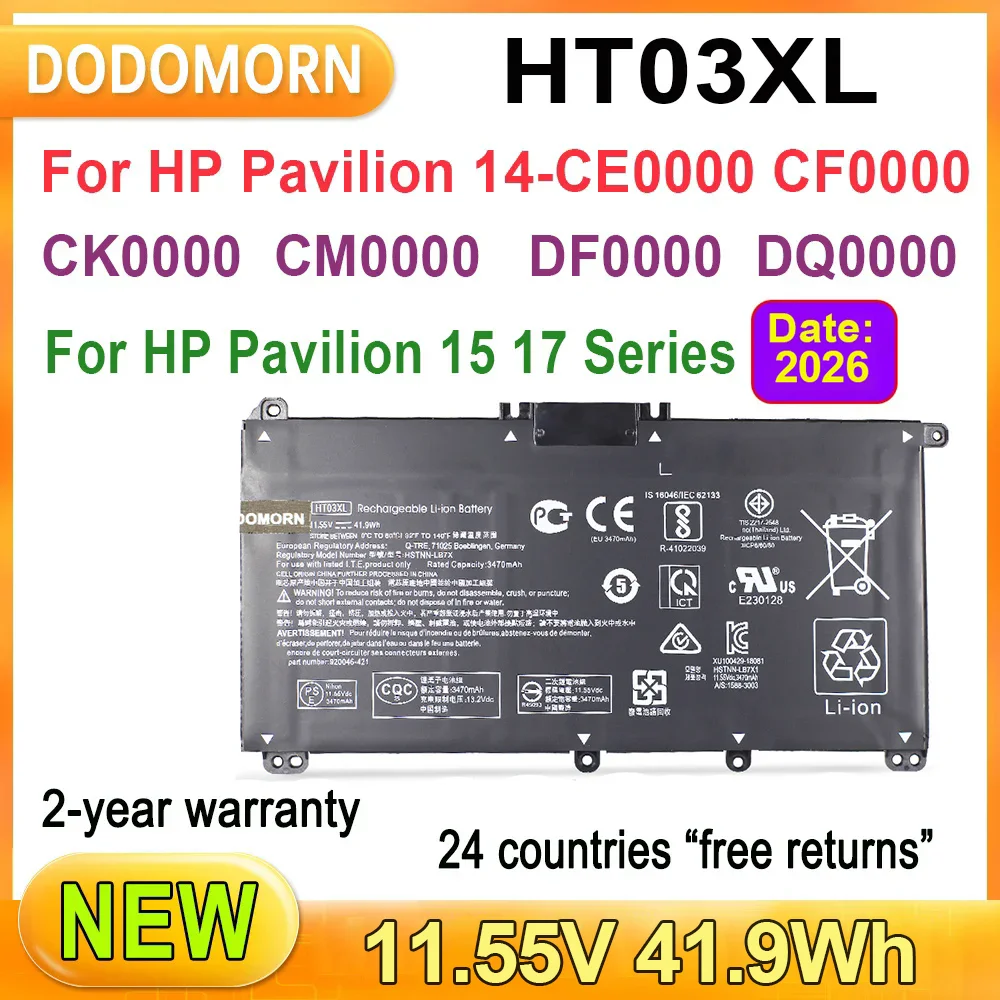 Nueva batería de ordenador portátil ht03xl L119 - 855 HP Pavilion 14 - CE 14 - CF 15 - CS 15 - da 15 - DB 15 - DW 17 por 17 - CA 15 - cs0053ml 15 - dw033nr 15 - da0014dx l11421 - 542 l11421 - 2c2 hstn - ub7j hstn - db8