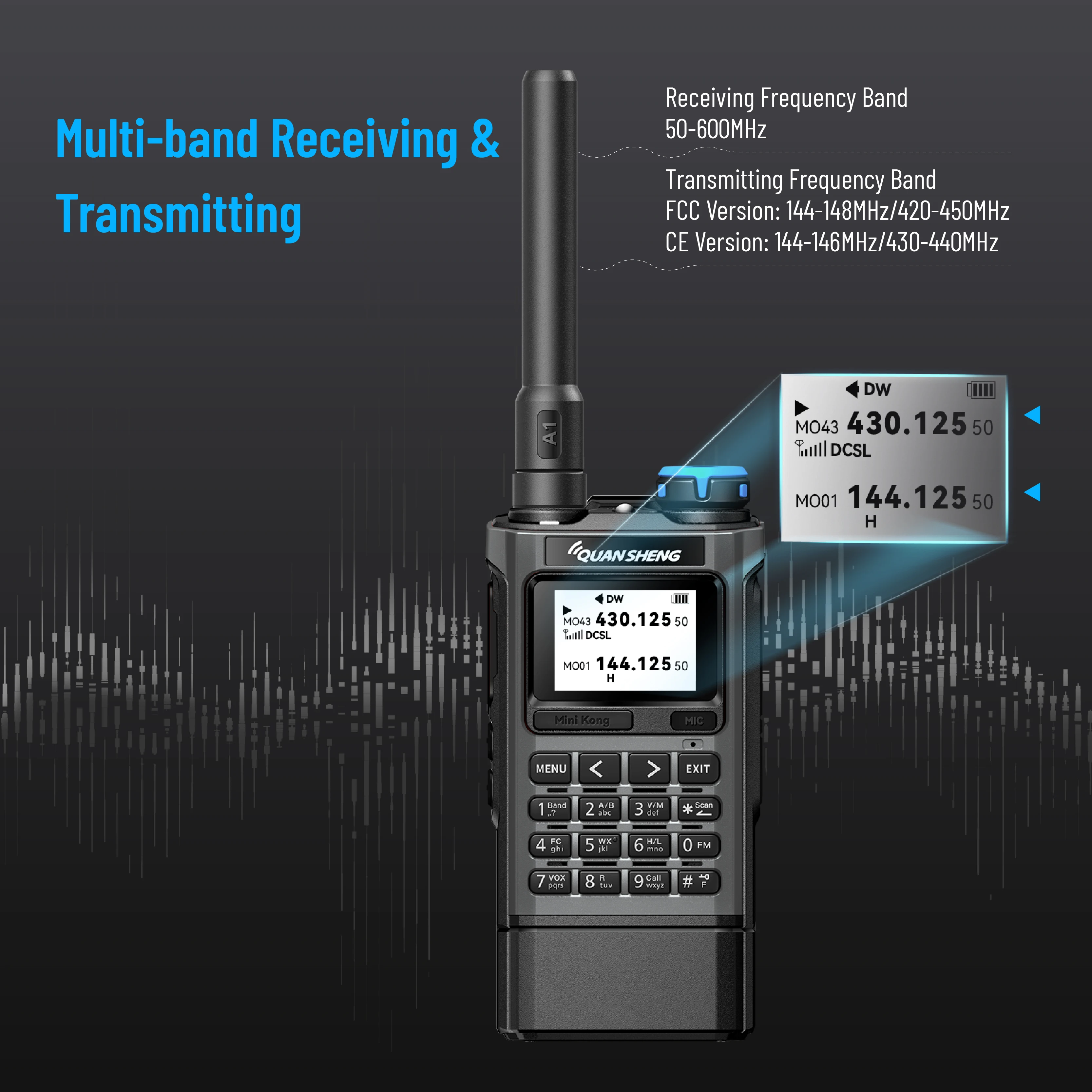 Quansheng UV-K1 Mini Kong Walkie Talkie UV K1 Portable Transceiver Portable Multi Band Ham Radio AM FM NOAA Wireless Radio