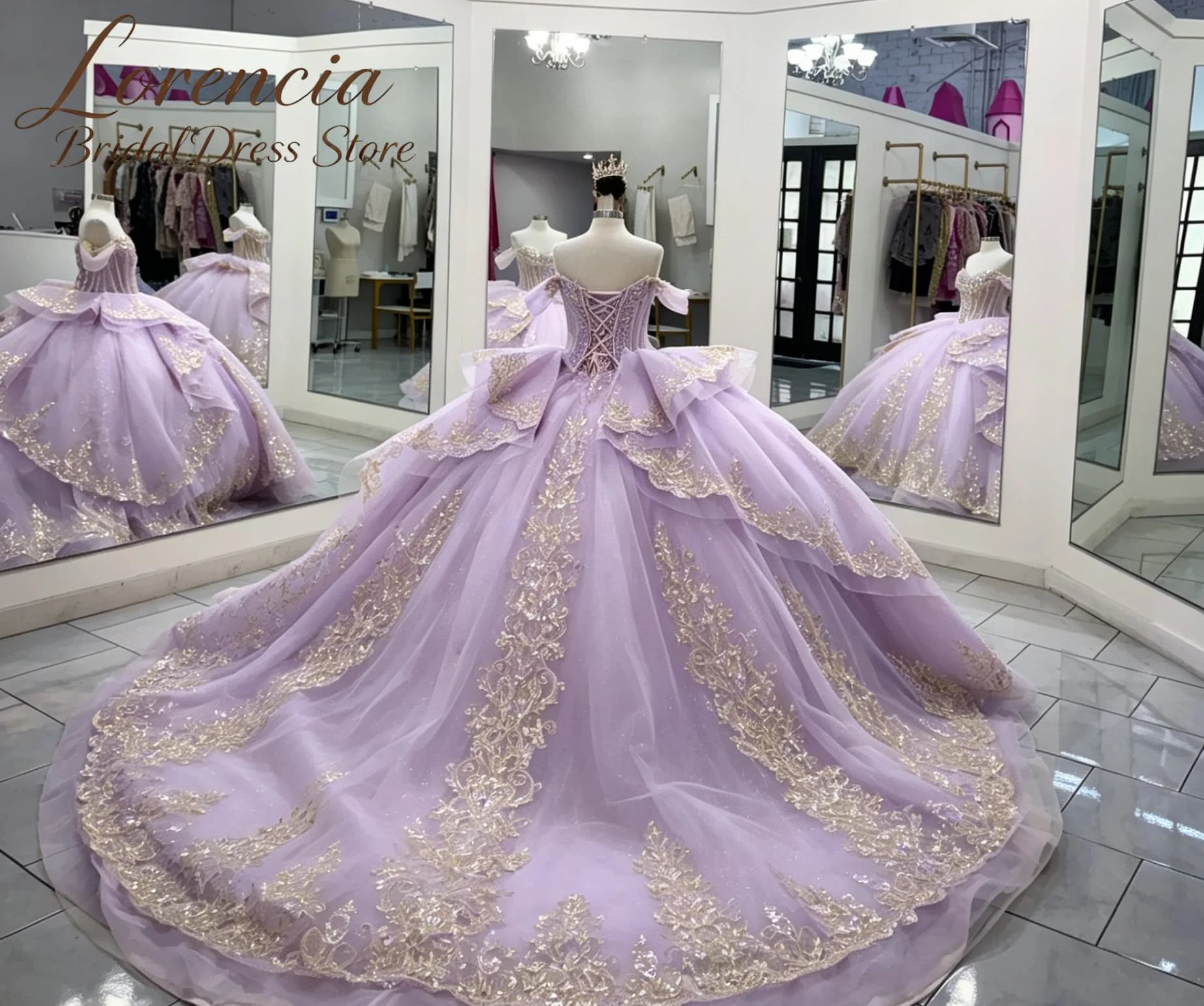 Customized Strapless Sweetheart Corset Quinceanera Dresses Tiered Ruffle Lace Applique Tulle Train Ball Gown Vestidos De 15 Anos