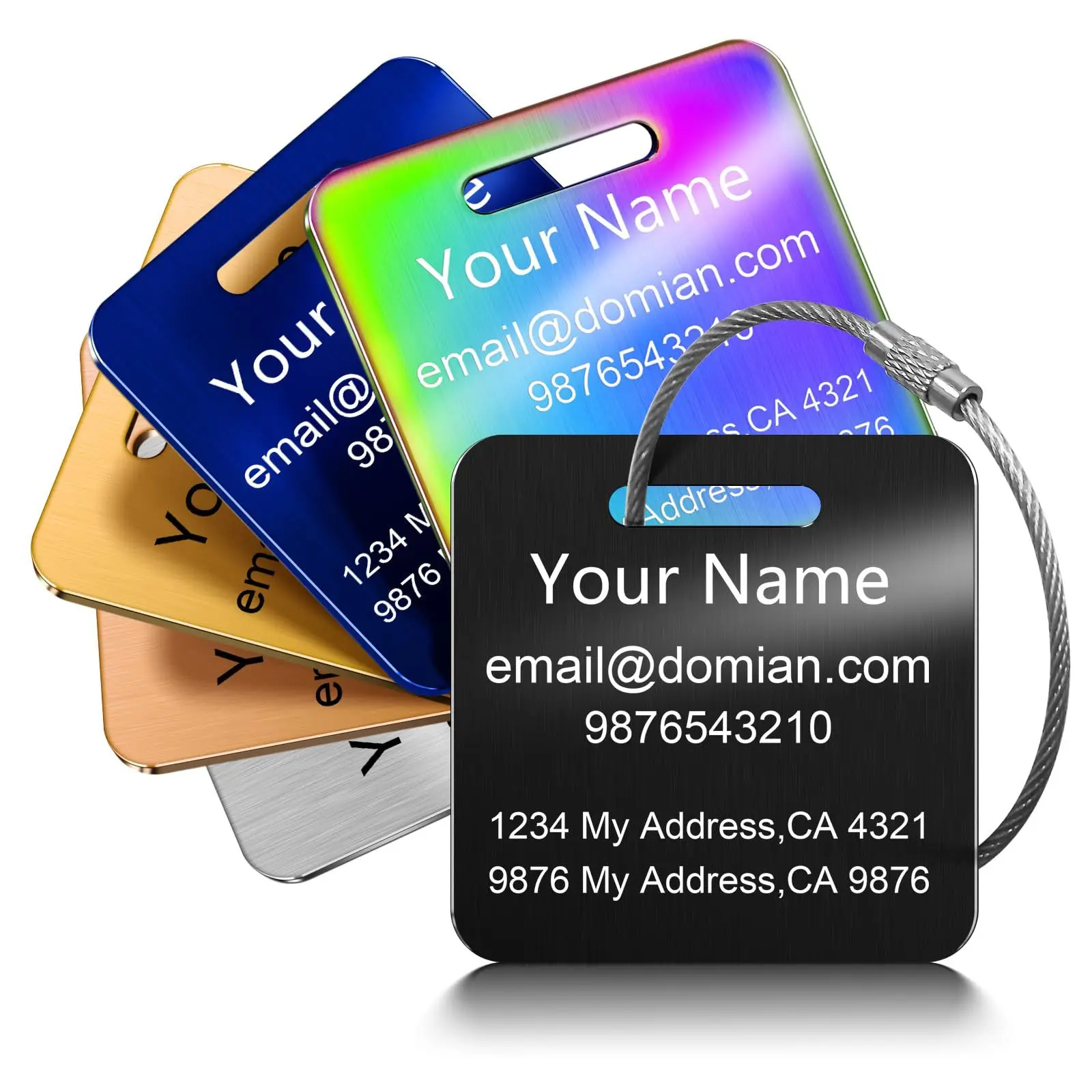 Customized Personalized Luggage Bag Travel Card ID Identity Label Backpack KeyChains Metal Tag Wire Key Ring Luggage Tag