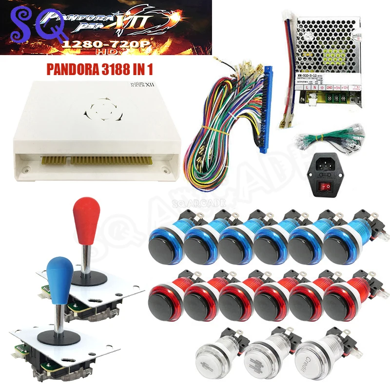 

Arcade Jamma DIY Kit Pandora Saga Box 3188 in 1 with 5pin Joystick Black Cover Push Button for Pandora Arcade Games Machine