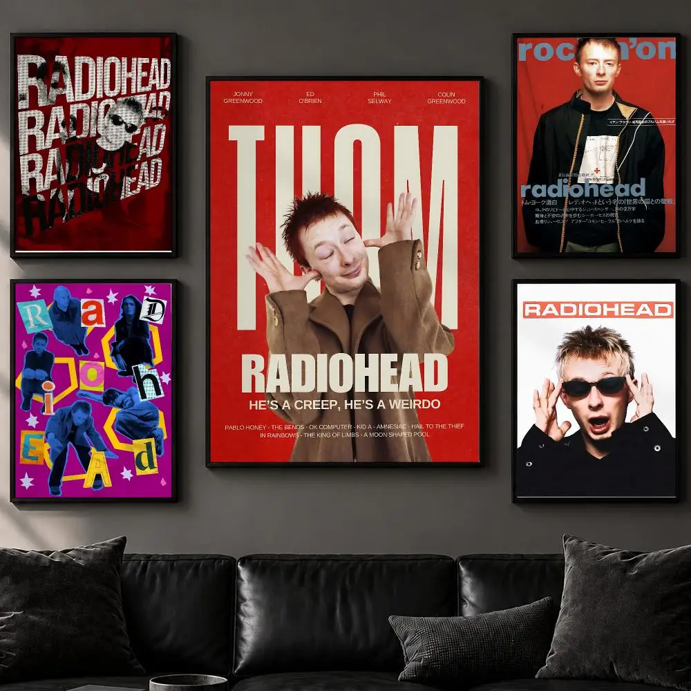 Band R-RadioheadS Poster Art  Self-Adhesive No Glue Residue Wall Decor for Bedroom Living Room