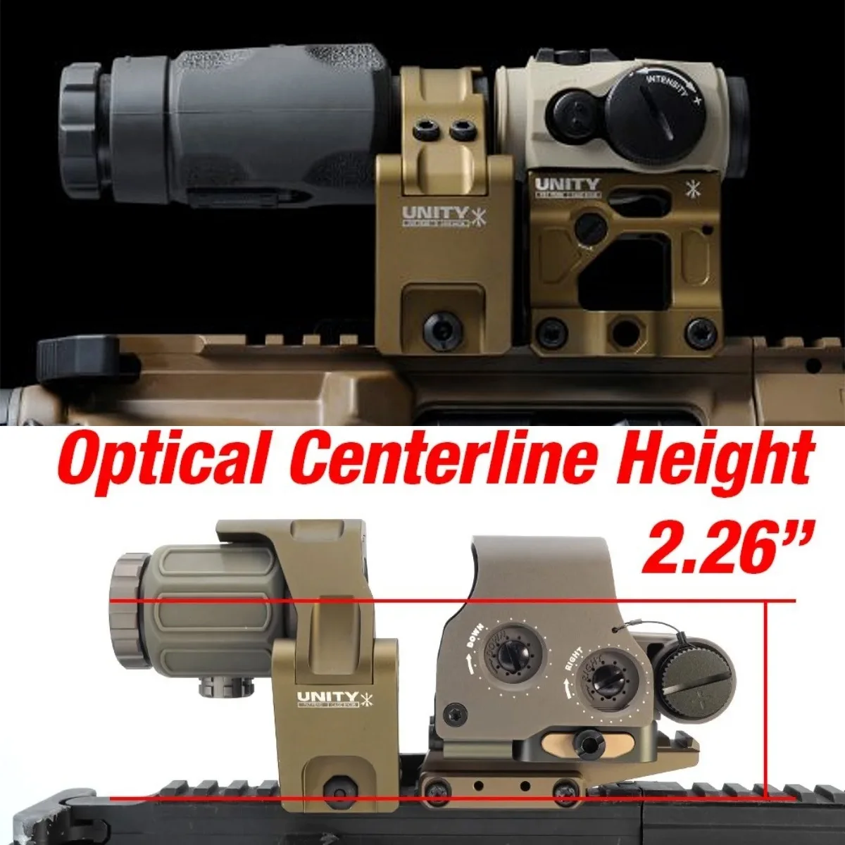 UNITY Tactical Fast FTC OMIN 2.26 Support de montage optique pour viseur holographique Aimpoint T1 T2 EOTECH 558 et grossisseur G33 G43 G45