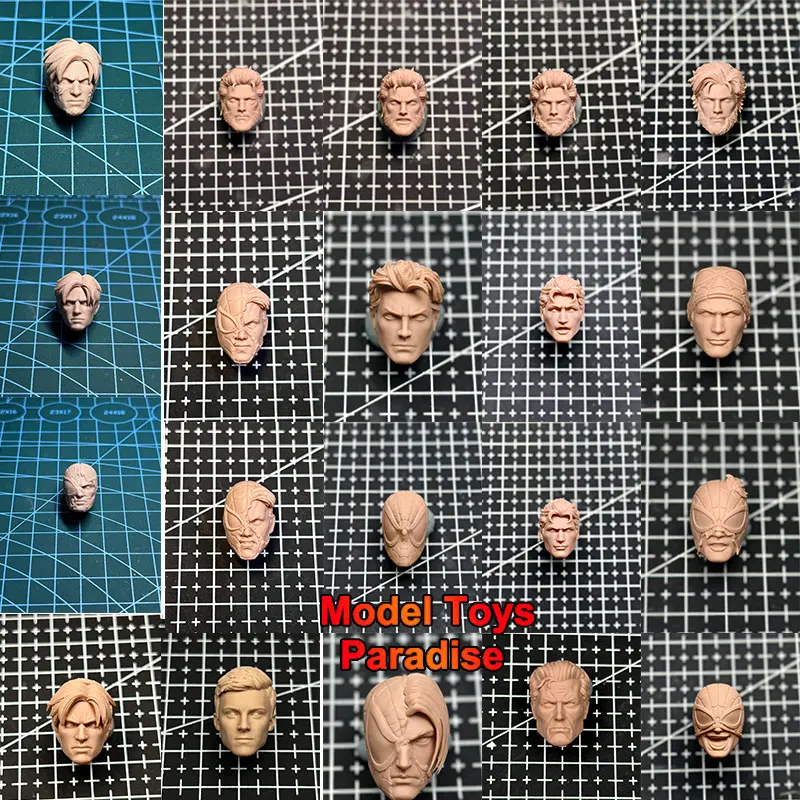 

Неокрашенный DIY масштаб 1/12, мужской солдат, Питер Паркер, белая модель головы, паук, голова супергероя, скульптура, подходит для 6-дюймовой экшн-фигурки, тело