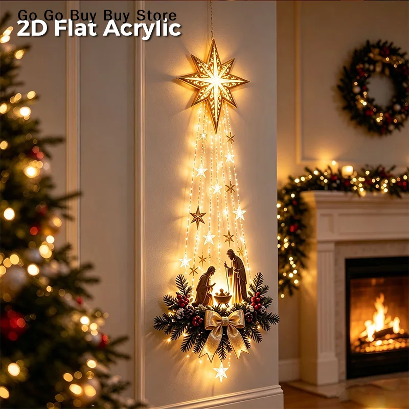 Christmas Magic Trail Wall Light LED Cascading Holiday Decor Warm White Glow Space-Save Wall Decor Easy to install Hanging Decor