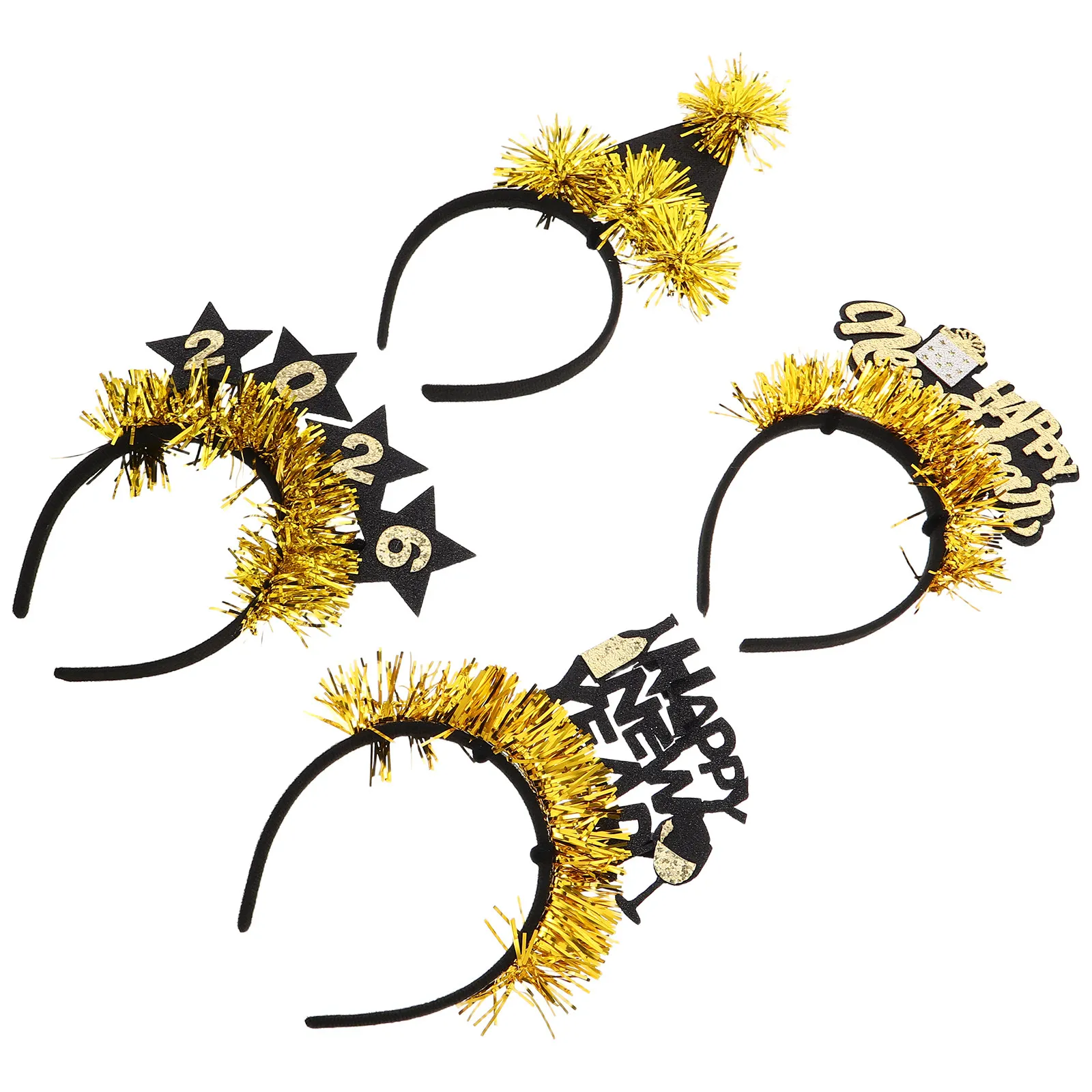 

4Pcs New Year Party Headbands Glitter Star Hair Clip Festive Hair Hoops New Years Eve Holiday Accessories Party Accessories