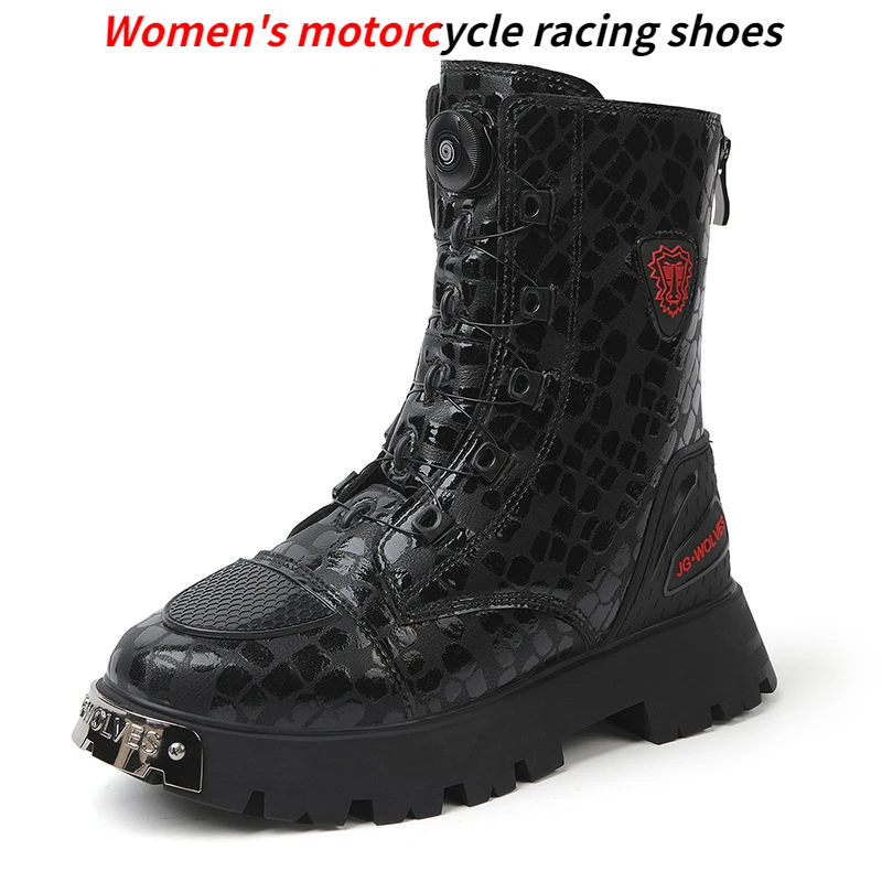 

New Motorcycle Women's Mid-top Motorcycle Racing Shoes Waterproof Anti-fall and Wear-resistant Motorcycle Shoes Riding Boots