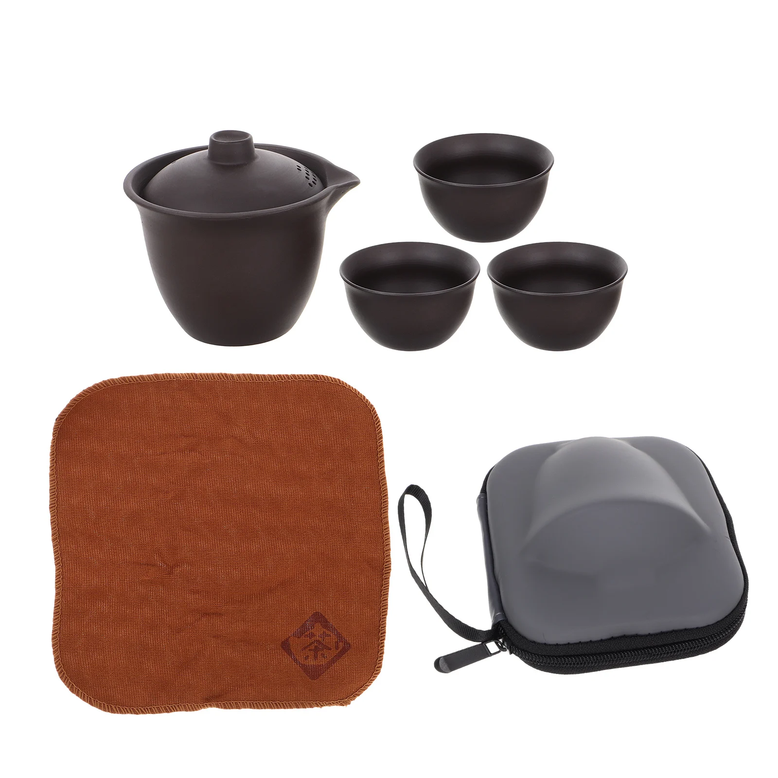 

1Set Purple Clay Travel Tea Set Portable Mini Ceramic Teapot 1 Pot 3 Cups Kung Fu Tea Infuser Portable for Camping Outdoor
