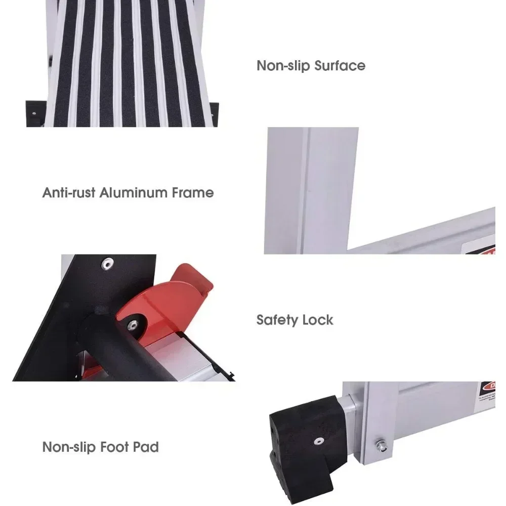 Aluminum Platform Non-Slip Folding Work Bench Drywall Stool Ladder 330lbs Capacity