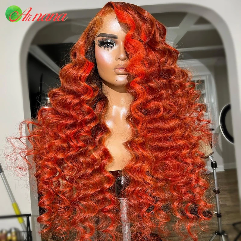 5X5 6X6 Vetersluiting Menselijk Haar Pruiken Bruin Kleur Water Wave Kinky Krullend Pruik 13X6 Kant Voor Transparante Pruiken Voor Vrouwen 30 Inches