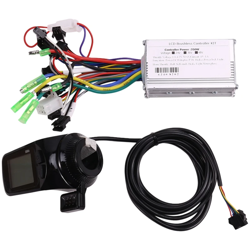 Suitable Electric Bicycles Scooters Brushless Motor Controller & S886 LCD Display With Thumb Throttle Kit