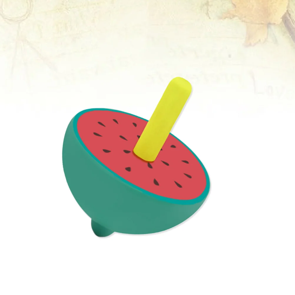 Classic Toy Mini Cartoon Fruit Shape Wood Colorful Traditional Children Play Rotation Gifts(Mini Top,Watermelon)