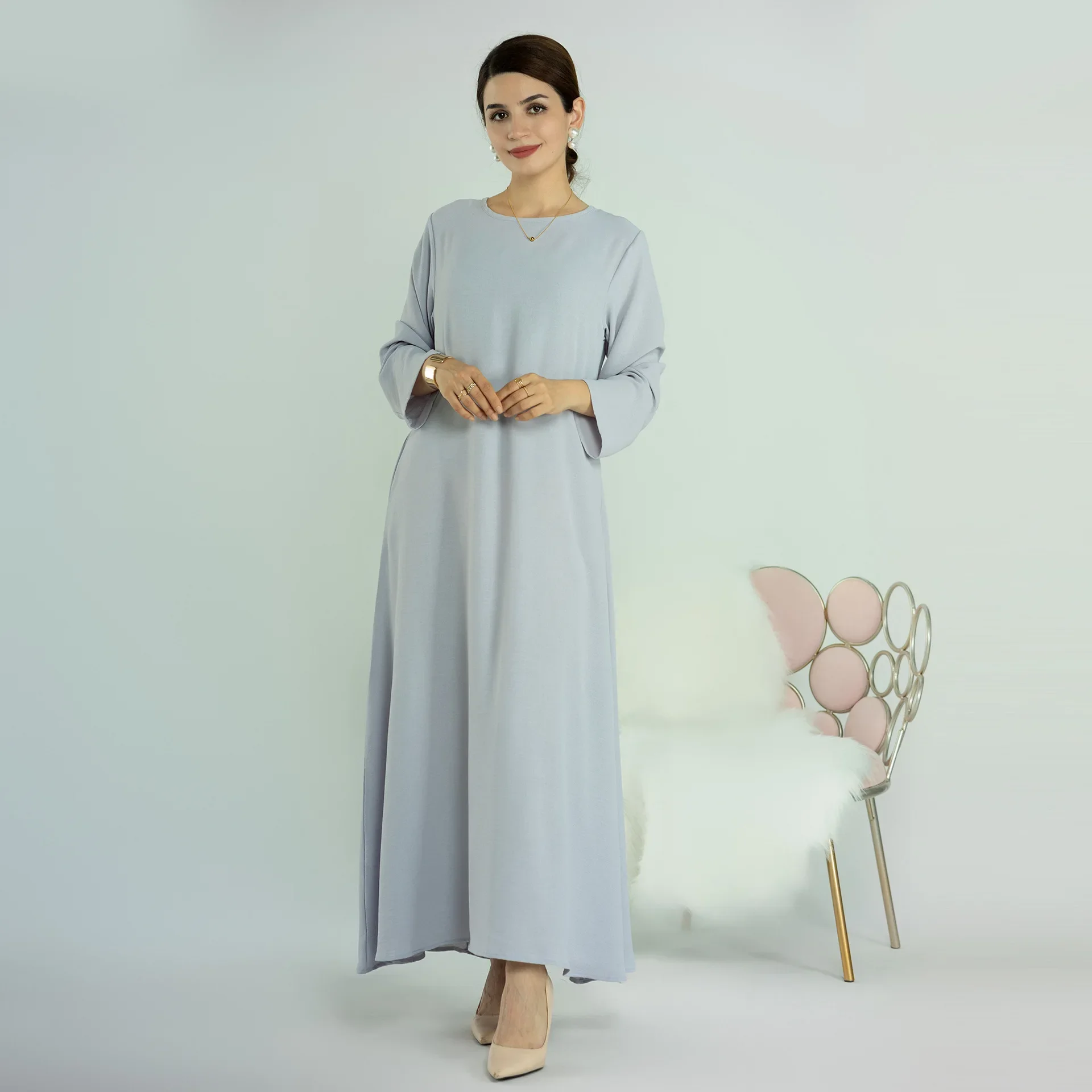 

Eid Ramadan Muslim Women Modest Dress Plain Abaya Islamic Clothing Dubai Turkey Kaftan Arabic Robe Gown Caftan Jalabiya Abayas