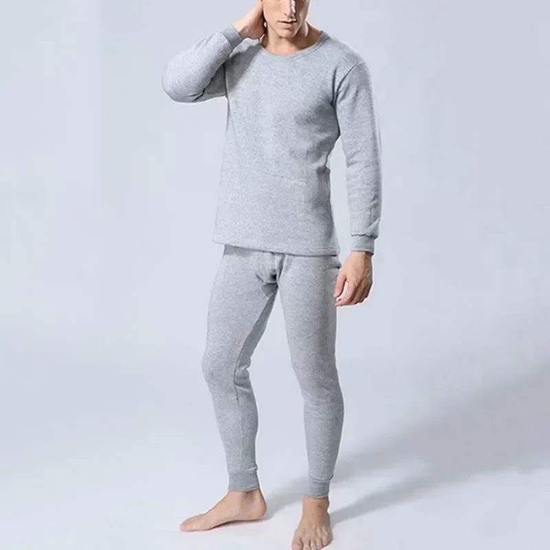 Ensemble de sous-vêtements thermiques à manches minces pour hommes, 2 Johns imbibés d'hiver, col rond long, sans couture, épais, automne, nouveau, 2024