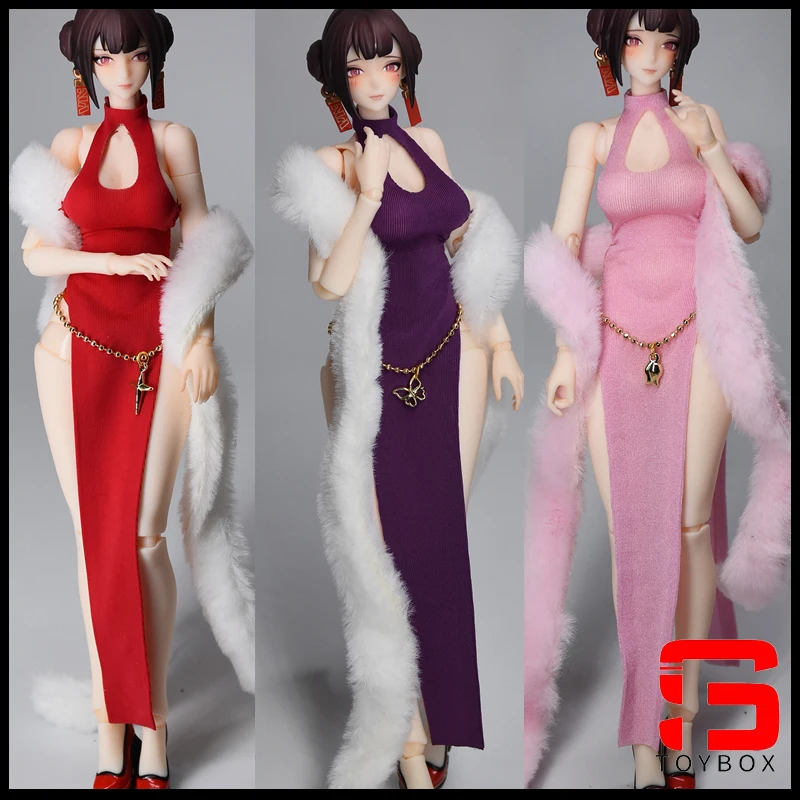 Auf Lager 1/12 Skala Sexy Hängenden Hals Cheongsam Taille Kette Kleidung Modell Fit 6 Zoll Weibliche Soldat Action Figur Körper