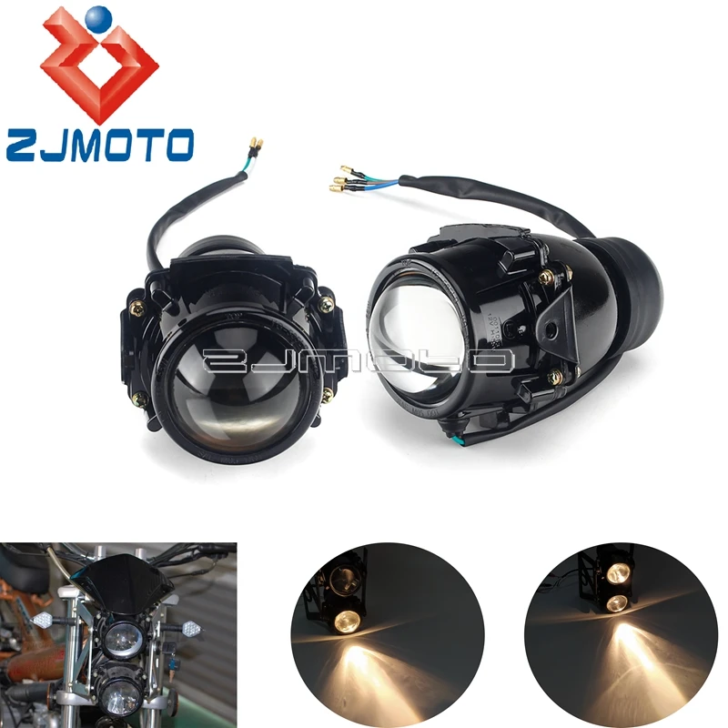 Motorbike Dual Headlight Twin Projection Headlamp Front Daytime Running Light E4 Emark Spotlight Head Light Assembly Motorcycle