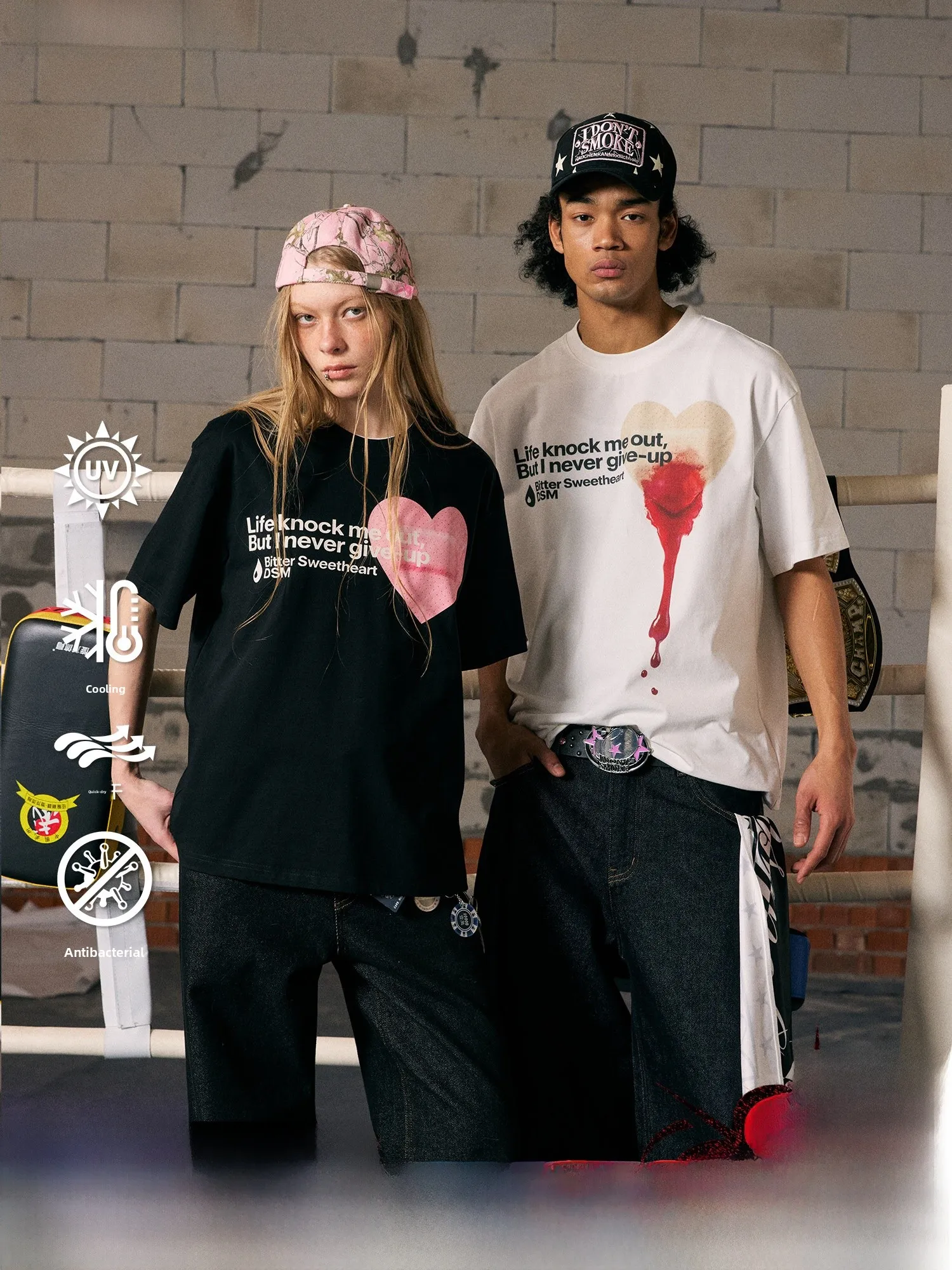 

Футболка Done Heart aped Band-Aid Cool Sensation Quick Dry Oversize из хлопка с круглым вырезом, повседневный дизайн