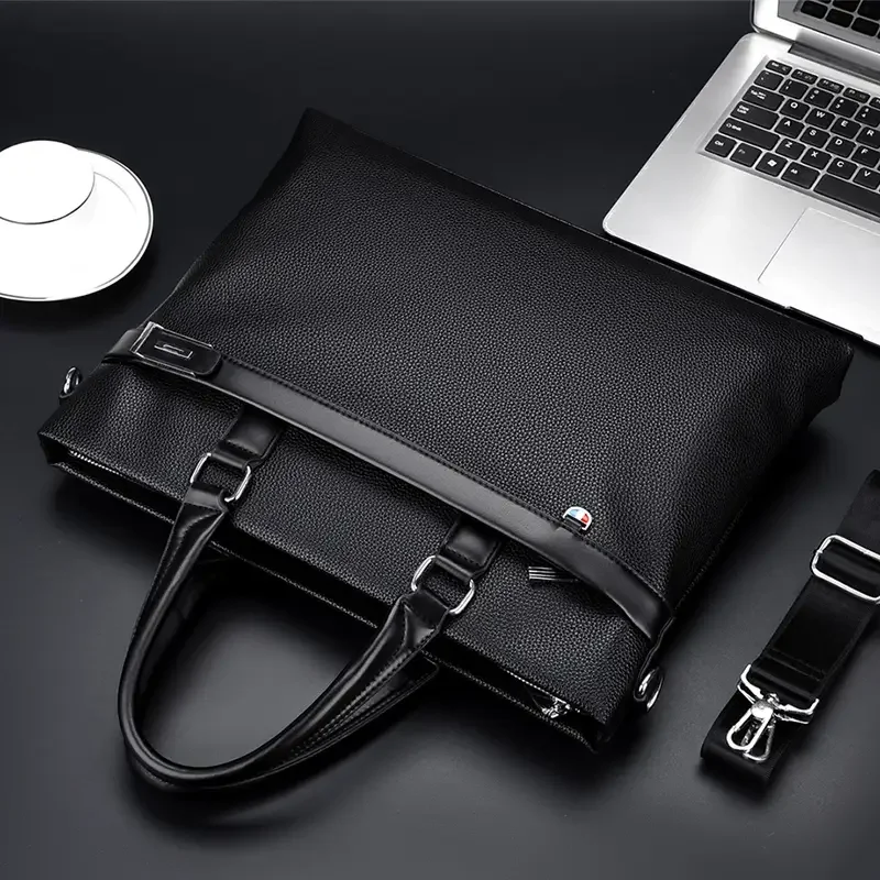 

Large-capacity Business PU Leather Handbags Commuter Document Bags Black