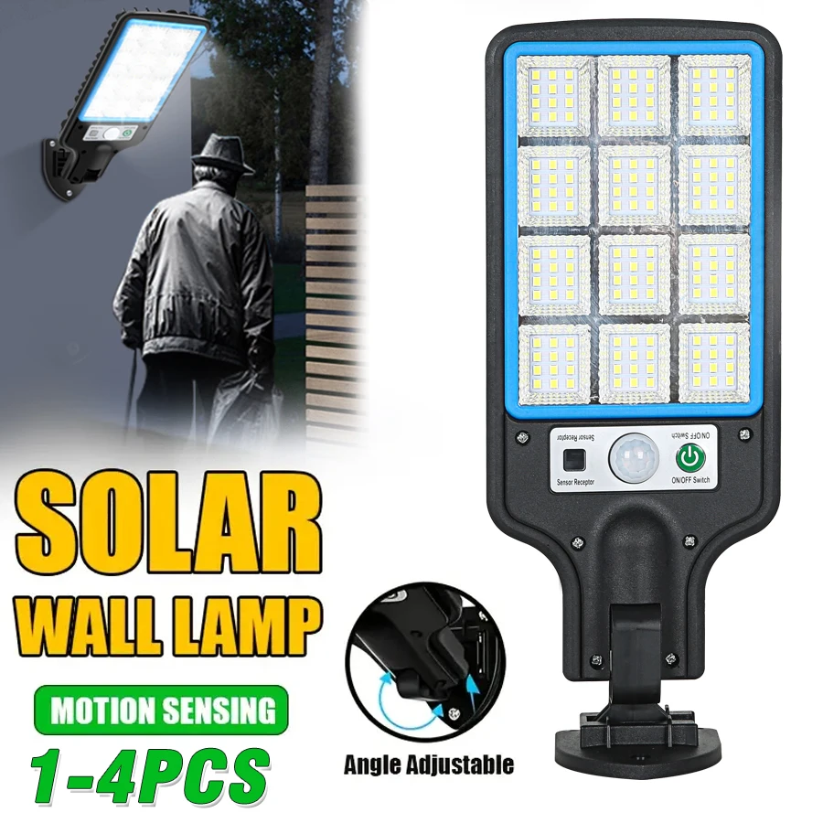 Solar Outdoor Lights 1-4PCS - Waterproof Motion Sensor LED Wall Lamp, Security Lighting for Garden Street Yard Easy Installation