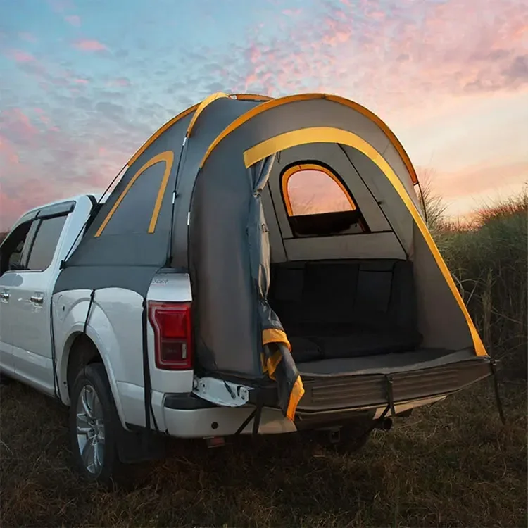 HOTO Waterproof Double Layer Folding Awning Camping Pickup Truck Bed Outdoor Car Tail Truck Tent Car Rear Tent For Truck And RV