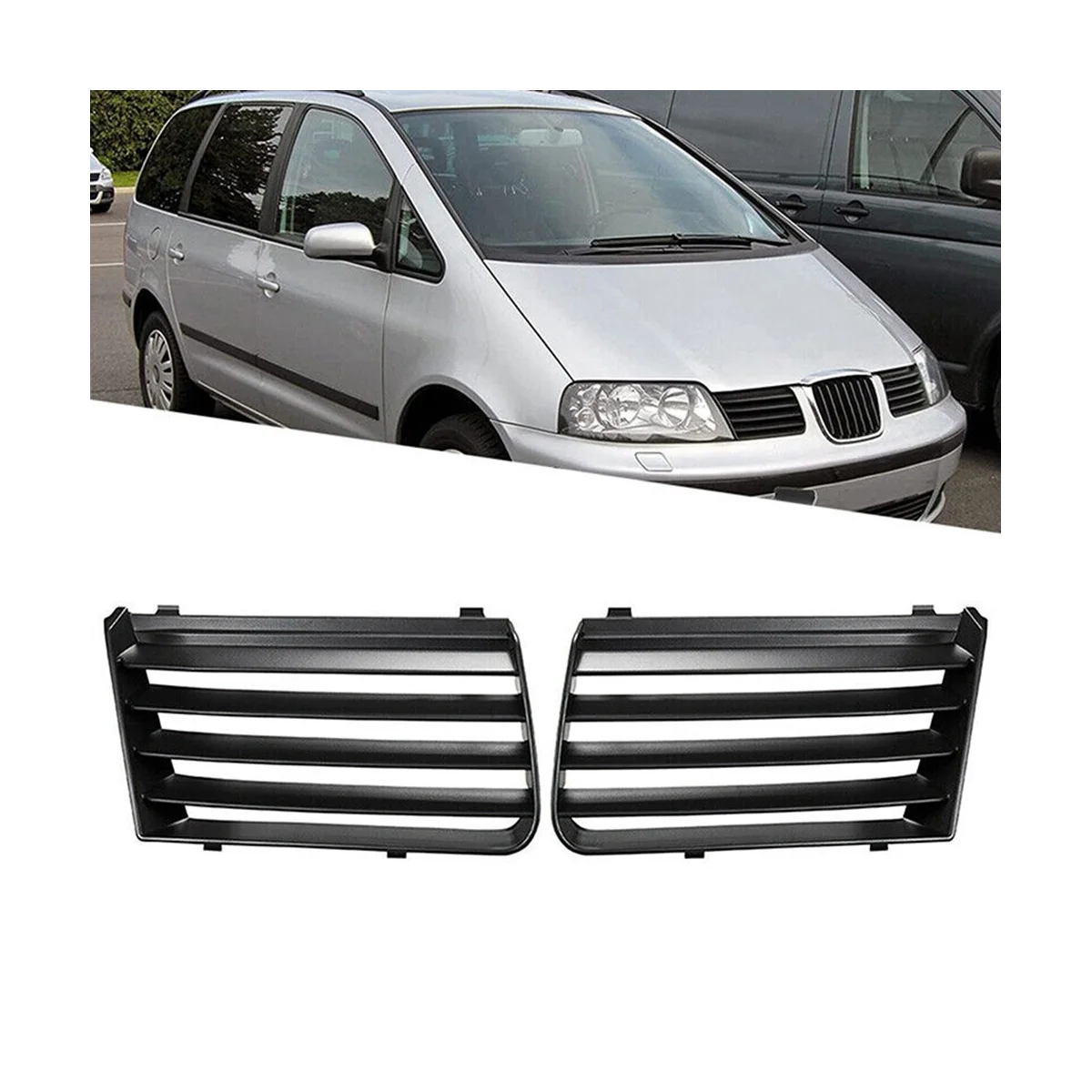 2PCS L+R Front Upper Bumper Radiator Grille Trim 7M785365301C 7M785365401C for Seat Alhambra 7M 2001-2010