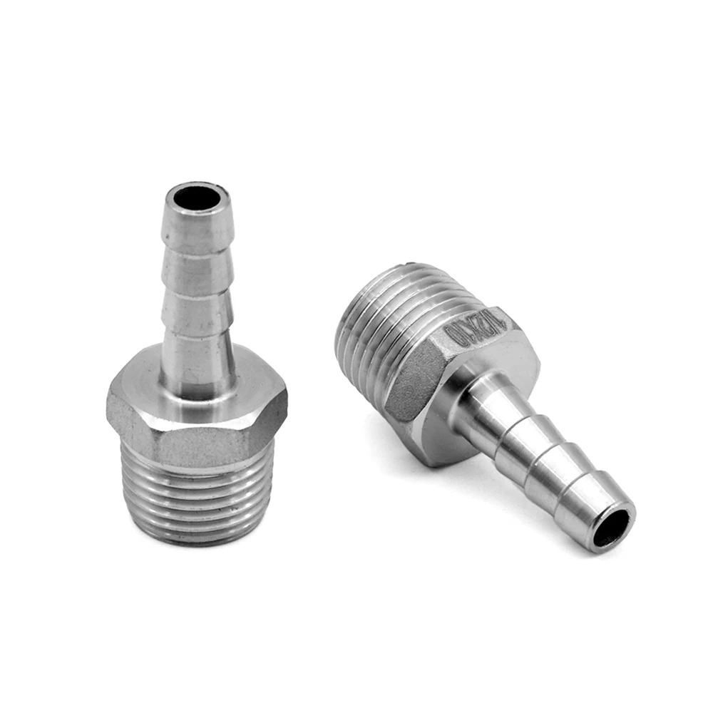 304 Edelstahl BSPT/ZG/NPT Außengewinde auf Pagoden-Steckanschluss Schlauchreduzierer 1/8"1/4"1/2" 3/4" Pneumatischer Flüssigkeitsrohranschluss – Detail 3