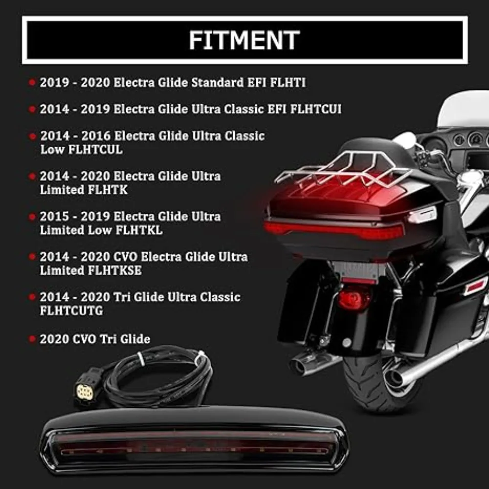 Motorcycle Rear Tour Pack LED Lid Light Running Brake Light for CVO Electra Glide Ultra Limited Classic Low Tri Glide 2014up