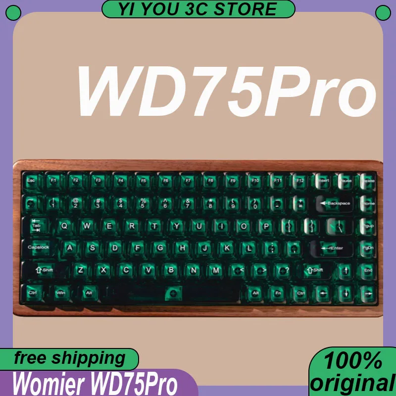 

﻿ Womier WD75Pro Беспроводная трехрежимная механическая клавиатура 75 клавиш из орехового дерева с горячей заменой DIY клавиатура RGB 8000 мАч игровая клавиатура для ПК