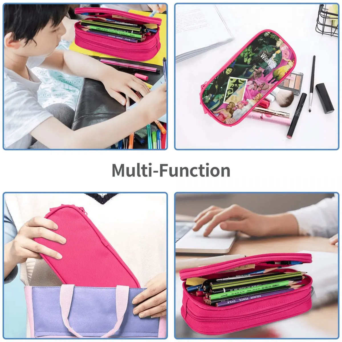 Estuche para lápices tonal Wicked Elphaba & Glinda, estuche para lápices de doble capa, estuches para lápices escolares portátiles encantadores para niño y niña, suministros