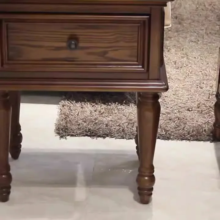 American Solid Wood Sofa Bedside Table With Phone Table Drawer Living Room Nightstand Antique Luxury Customization