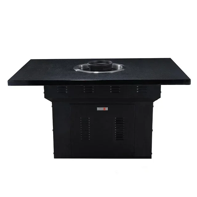 Korean Restaurant Black Bbq Grill Table Electric Non Smoke Bbq Grill Table