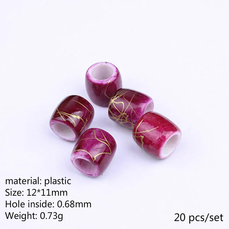 20-100 Stks/set Kleurrijke Transparante Hars Dreadlock Kralen Strepen Patroon Haar Vlecht Dread Manchet Clip Vlechten Styling Tool